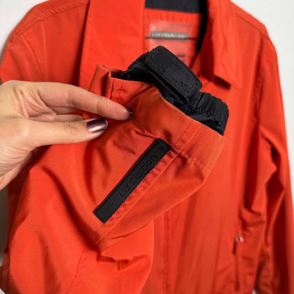 VTG Liz Claiborne Women Orange Lightweight Zip Up Jacket Active Outerwear Size L